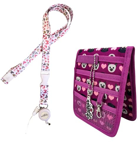 Nurse Life Pack Max 3 | organizador bolsillo + lanyard + extensible | - I love it - | Regalo Enfermera Profesional, Primeros Auxilios, Vendaje (Perros morado)