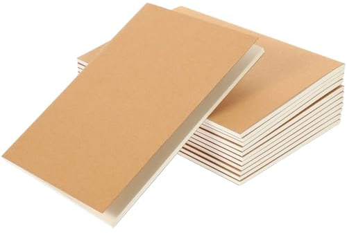 HWJFDC Mini Notizbuch 12Pcs A6 Kraft Papier Notebook Blank Gefüttert Journal Braun Abdeckung Notizblock Reise Skizzenbuch Seite Beige