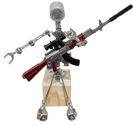 BlocteckToy Puzzle 3D en métal pour adultes, robot 3D steampunk argenté métallique - Lampe de table en métal - Décoration d'intérieur - Cadeaux d'anniversaire et de Noël