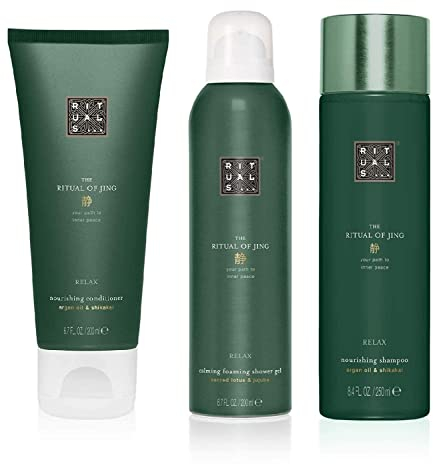 RITUALS JING Shampoo 250ml + Duschgel 200ml + Conditioner 200ml, 3er Set, inkl Filabe Pflegetücher, weitere Shampoo als Auswahl auf dieser Seite