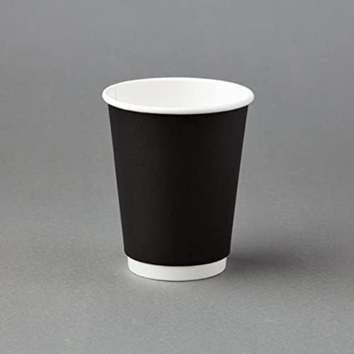 HOT BARGAINS Black Double Wall Coffee Cups 12oz/360ml, Pack of 500, Insulated Hot Drink Paper Cups