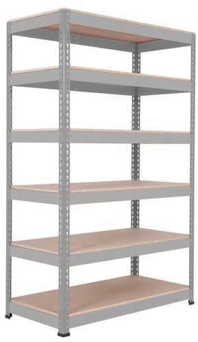 Horison Industries 6 Tier Garage Shelving Units 1980x1220x915mm, Heavy Duty Metal Shelving Unit for Storage, 6 Tier Chipboard Garage Storage Shelves for Shed and Van, Grey Racking Metal Shelf Unit