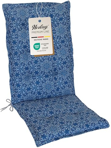 Herlag Gartenmöbelauflage Valeria Hochlehner 123x50x7,5cm | Sitzauflage Mandala-Muster | Polsterauflage Klappsessel | Gartenstuhlauflage Design-Edition | Öko Tex 100 | 1 Polster | Blau Mandala