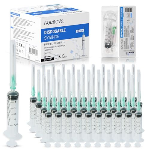 Lot de 100 Pièces 5ml distributeurs de liquides Avec 21g Luer Slip Plastique de Qualité, Alimentaire, Dosage Mesure De Liquides (5ml /100 PCS)