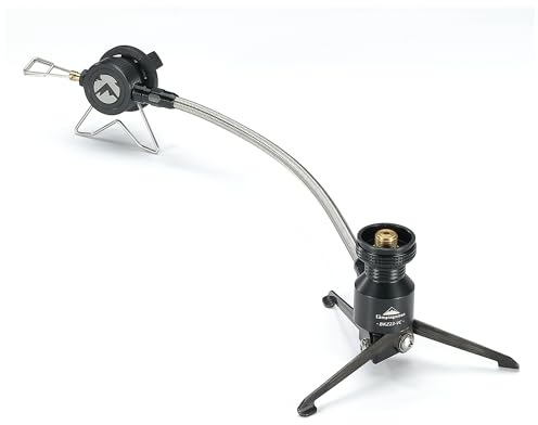 Butane Adapter Stand Type Remote Stove for Camping Backpacking Butane Gas Fuel Canister w/Hose Z23-VC (Black)