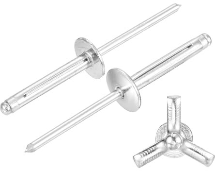 sourcing map Aluminiumnieten mit großem Kopf, Tri-Grip-Nieten, großer Flansch, Tri-Grip-Nieten für Heimwerker, Blech, Autoreparaturen, Möbel, Boote, 100 Stück