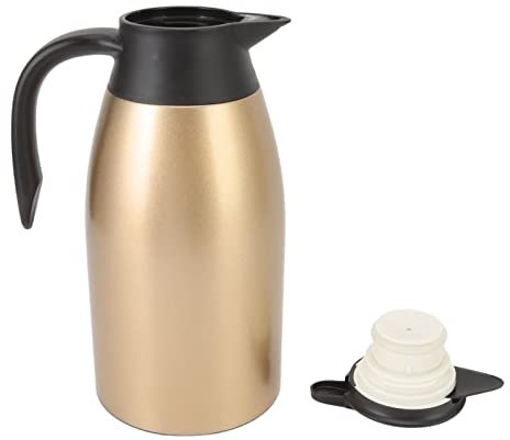 Pichet Isotherme, Carafe à café en Acier Inoxydable 2L avec couvercle distributeur sous vide isolé, Portable pour Eau Chaude, Lait, Café, Thé, Soupe