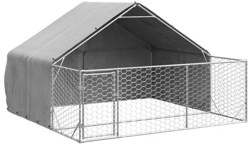 vidaXL Outdoor-Hundezwinger mit Auslauf 3x3x1,9 m Verzinkter Stahl