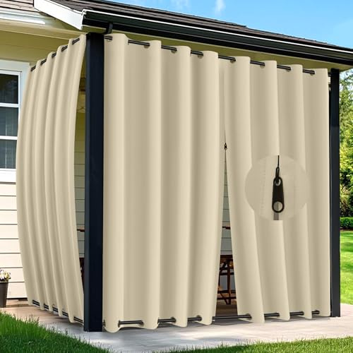 Arfntevss Outdoor-Vorhänge für Terrasse, wasserdicht, 2 Paneele, Verdunkelungsvorhänge, 243,8 cm lang, mit Reißverschluss oben und unten, Ösen, Sonnenblockierung, für Pavillon, Veranda, Pergola, 137 x