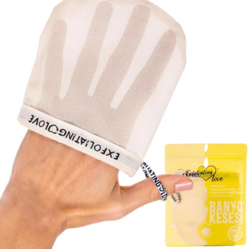 Exfoliating Love Körper- und Gesichtsreinigungs- und Peeling-Handschuhe, sanftes Peeling mit künstlichem Bräunungsentferner, Hammam & Spa Kese, sanft zu Ihrer Haut, für trockene Hauttypen