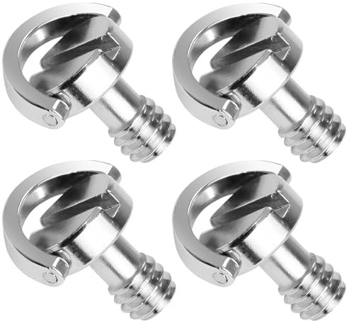 4 Pezzi Vite per Fotocamera da 1/4 Pollici, Vite di Montaggio di Fissaggio per Treppiede Monopiede in Acciaio Inox testa Piatta Shaft con Anello a D per Piastra a Sgancio Rapido Lunghezza 13.5mm