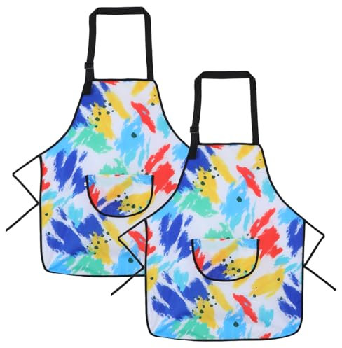 2 Stück Kinderschürze Malkittel Schule Bastelschürze Malkittel Kinder Zeichenkittel Kunstkitter Kids Painting Apron Malschürze 6-10 Jahre Wasserdicht Malkittel Bastelschürze für Kunst/Schule/Kochen