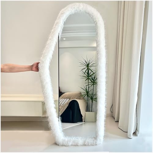 UYRIE Fluffy Mirror Cover for Arched & Full-Length Mirrors (64x21) – Stretch Fabric, Non-Slip Backing, Decorative Protector – Soft & Durable Décor (Mirror Not Included)
