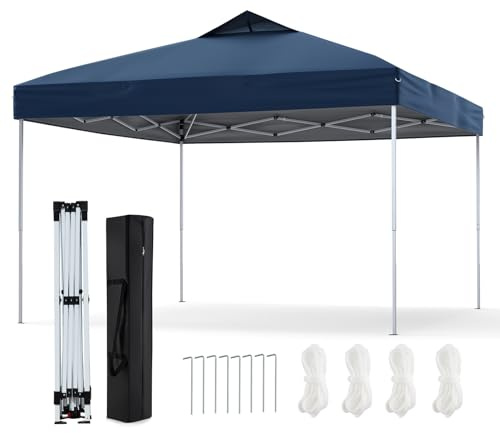 COSTWAY Pavilion 3 x 3 m, vikbar, vattentät, stabil, UV-skydd 50+, justerbar höjd, partytält med påse och 8 markpinnar och 4 rep