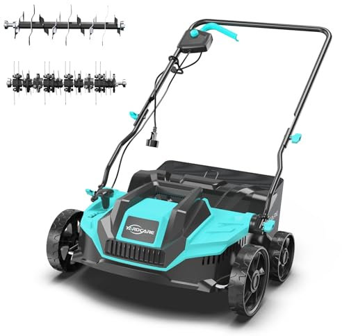2-in-1 Scarifier and Dethatcher – Deep Soil Revitalization with High-Torque Motor, Adjustable Depth Control, Dual Safety Switch & Removable 10.5-Gallon Thatch Bag