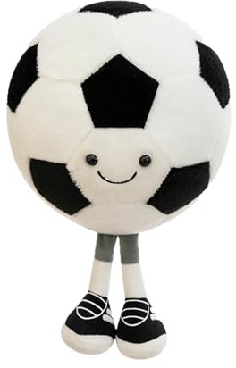Yoljun Plüsch Fußball Kissen, Fußball Kuscheltier Stoffball mit Smiley, Softball Fußball Plüschkissen, Fussball Geschenke für Jungs & Fußball Liebhaber, Geschenk Fußball Junge, ca. 22 cm
