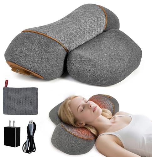 KITCADA Neck Pillow - 3-in-1 Wireless Neck Pillow with Battery, Travel Neck Massage Pillow for Shoulder Pain Relief, Deep Tissue Pain Relief with Heat and Stretching, Neck Hump Corrector for Women