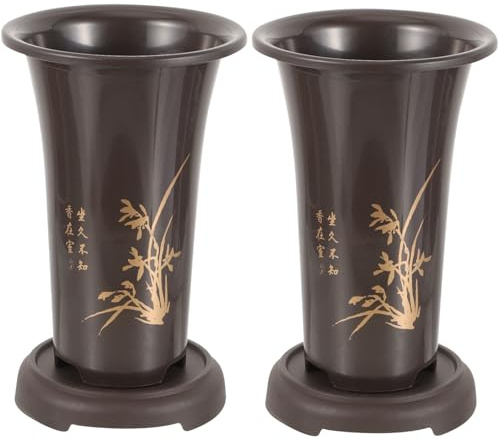 COLLBATH Macetas de Cerámica para Orquídeas Bandeja Juego de 2 Macetas Grandes de Color Barro Violeta para Plantas de Interior y Jardín Filtrado de Agua