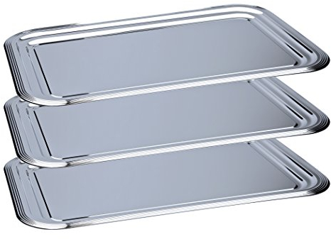 APS 3 x Partyplatte, Servierplatte, Serviertablett, Fischplatte, Obstplatte Metall - 53 cm x 32,5 cm