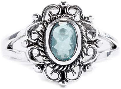 Windalf Damen Silber Ring Ciscandra 13 mm Bohemia Blume mit hellblauem Kristall 925 Sterlingsilber