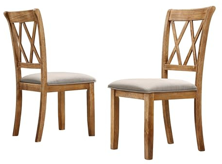 Roundhill Furniture Windvale Fabric Upholstered Dining Chair, Set of 2, Brown