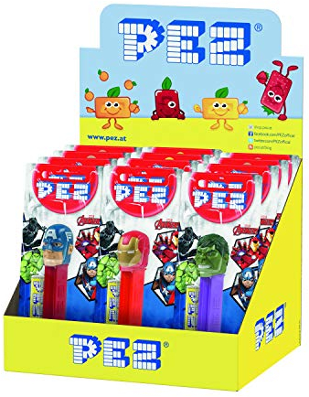 PEZ Boîte de 12 Distributeurs Pez Licence Avengers + Recharge de Bonbons 110 g