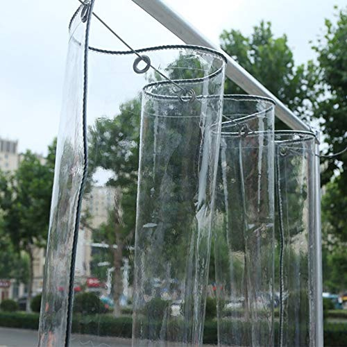 Gewächshaus Gartenmöbel Plane Transparent mit Ösen - PVC Balkon Pavillon wasserdicht Abdeckplane Faltbar 2mx4m Pergola Transparente Vorhang Windschutz Tarp für Outdoor Carport Zelt Camping Vordach