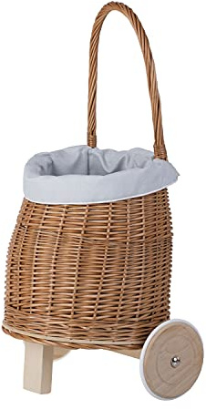 e-wicker24 Alles aus Weide Jeux-Chariot de Courses pour Enfants, Panier Enfant, Panier en Osier, Cadeau Enfants (Baby Blue)