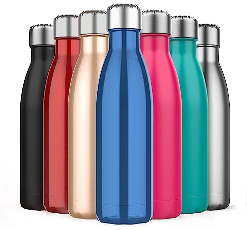 500ml Insulated Water Bottle, Double Wall Stainless Steel Vacuum Bottle Keep 24 Hours Cold & 18 Hours Hot - BPA Free for Outdoor Sports, Fitness, Hiking, Camping, Office,School (Dark Blue)
