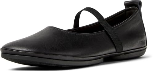 Camper Right Leather Ballerina Flats for Women - Ultra-Comfortable Mary Jane Women’s Shoes with Soft EVA Footbeds and Flexible Rubber Outsoles, Black 002-42 EU / 11 US