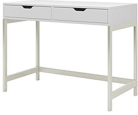 Merax Computer Desk | Dressing Table with 2 Drawers | Spacious Wooden Office Desk for Office or Home | White
