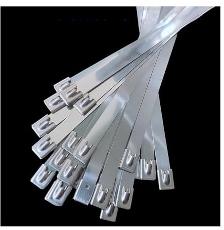 20Pcs 10mm Stainless Steel Metal Cable Ties, Self-Locking Metal Zip Tie，10cm-100cm Long Multifunctional Locking Cable Tie (Color : 10mm(0.39inch), Size : 150mm)