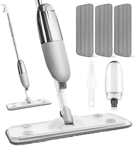 Ipetboom Mopa De Limpieza con Spray Recargable Cabeza Giratoria para Suelos Duros con Almohadillas Reutilizables para Limpieza De Madera Cerámica Laminado