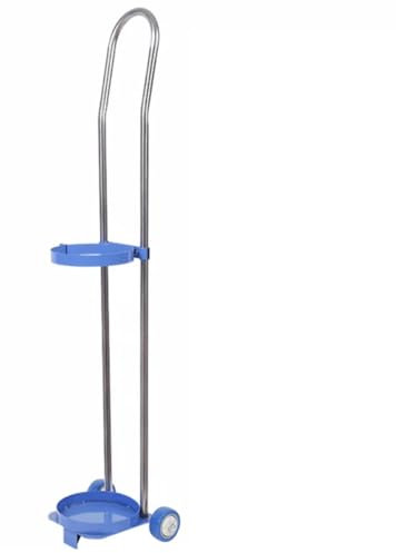 Generisch Tragbarer Gasflaschenwagen – Rollender Edelstahlhalter mit 2 Rädern für 10-Liter-Gasflaschen – Ideal für Schule und Krankenhaus – 80 cm Höhe