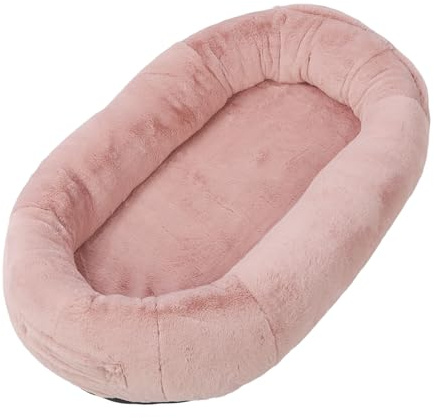 Fafeims Rosa Jätte Hundsäng i Människostorlek Tvättbar Avtagbar Tupplur Ortopedisk Hundsäng för Riklig Fyllning (175 * 90 * 30)
