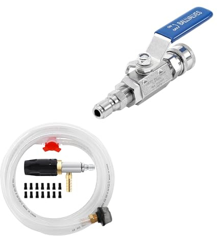 JOEJET External Injection Soft Wash Nozzle with 45 FT Siphon Hose, 3/8 Quick Connect Ball Valve for Power Washer Hose