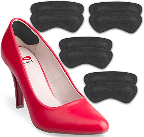 SULPO Fersenkissen - Schuheinlagen aus Echt-Leder, mit Latexschaum-Polster - Fersenschutz/Fersenpolster gegen Blasen - Alle Schuhe - Für Männer & Frauen - 4 Paare Einlagen