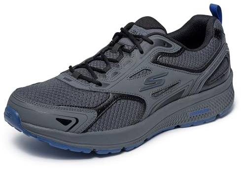 Skechers Go Run Consistent, Zapatillas de trail running Hombre, Charcoal Leather Synthetic Blue Trim, 44 EU