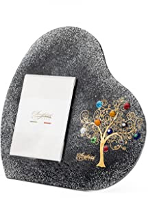 Sospiri Venezia Fotorahmen Muranoglas Herz-Rahmen Dekoration Baum des Lebens mit Murrine Tisch- oder Schreibtischständer Foto 7x10 cm Geschenkidee Made Italy (cm19x19)