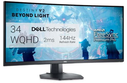Dell Curved Gaming, 34 Inch Curved Monitor with 144Hz Refresh Rate, WQHD (3440 x 1440) Display, Black - S3422DWG