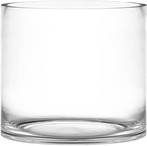 CYS Excel Glass Cylinder Vase – 7 Wide x 6 Tall | Best for 3” Pillar Candles and Floating Candles | Hurricane Candle Holder & Flower Centerpiece