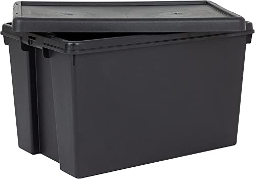 Large Bam Heavy Duty Plastic Storage Box with Lid | Strong Impact Resistant Heavy Duty Containers | Stackable and Nestable Boxes | Recycled (62 Litre)