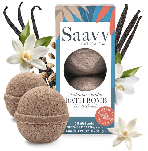 Saavy Naturals Bath Bombs – Relaxing Foaming Fizz Bubbles, Organic Bath Bombs (Pack of 1, 12 Ounce, Tahitian Vanilla)