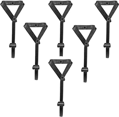 GoCraft Vintage Wrought Iron Coat Hook Set – 6 Handcrafted Forged Metal Hooks for Coats, Towels, Scarves – Colonial Decorative Wall Hooks for Entryway, Mudroom, and Bathroom