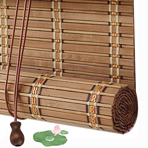 Bambusrollo 50cm 60cm 80cm 90cm 100cm 120cm Breit, Sonnenschutz Rollo Bambus, Atmungsaktive Sichtschutz Rollläden Für Türen Fenster, Innen Aussenbereich, Anpassbar Vorhang,W×H-90x120cm/35.5x47in