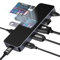 DOCKCASE Smart USB C Hub 10 in 1, Dual 4K@60Hz Display Laptop Dock, PD 3.0 100w, RJ45 Ethernet, 2 USB 3.2 10Gbps, 2 USB 2.0, UHS-II SD/TF Card Reader, USB C Dock for MacBook Pro/Air, Dell XPS - Grey
