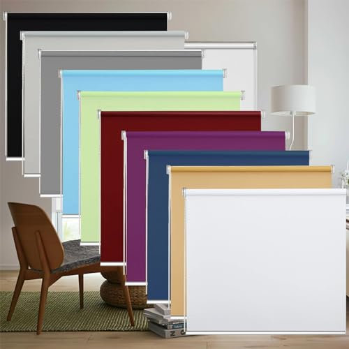 Rollo Klemmfix ohne Bohren 115 x 60 cm Maßgeschneiderte Größe, Sonnenschutz Thermorollo, Fensterrollo innen mit Klemmträger, für Fenster und Tür, Lila