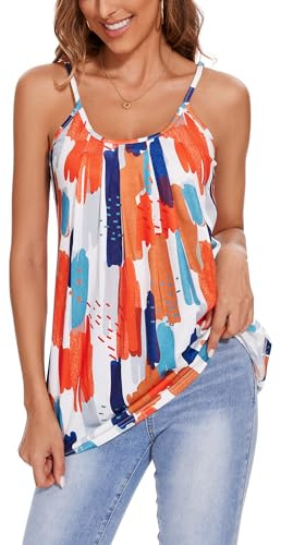 Asoodiy Summer Vest Top Womens Camisoles Sleeveless Tops | ladies spaghetti strap, tank Top, sleeveless swing top, ladies summer tops, ladies strappy tops plus size, holiday tops