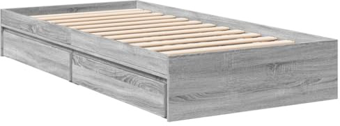 vidaXL Bettgestell, Bett mit Schubladen für Schlafzimmer, Bettrahmen mit Lattenrost, Schlafzimmerbett Einzelbett, Grau Sonoma 100x200cm Holzwerkstoff