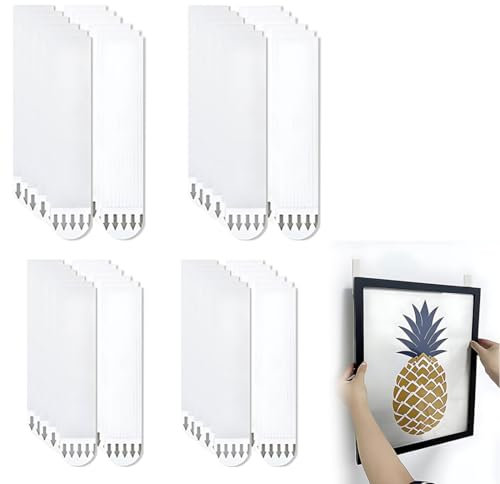 NOPKESV 48 Bandes Languette Accroche Tableau,Bandes de Suspension Résistantes à l'Eau Amovibles Fixations pour Cadres,Waterproof,Fixations Amovibles,Décos de Noël,Cadre sans Percer (S/M/L/XL)